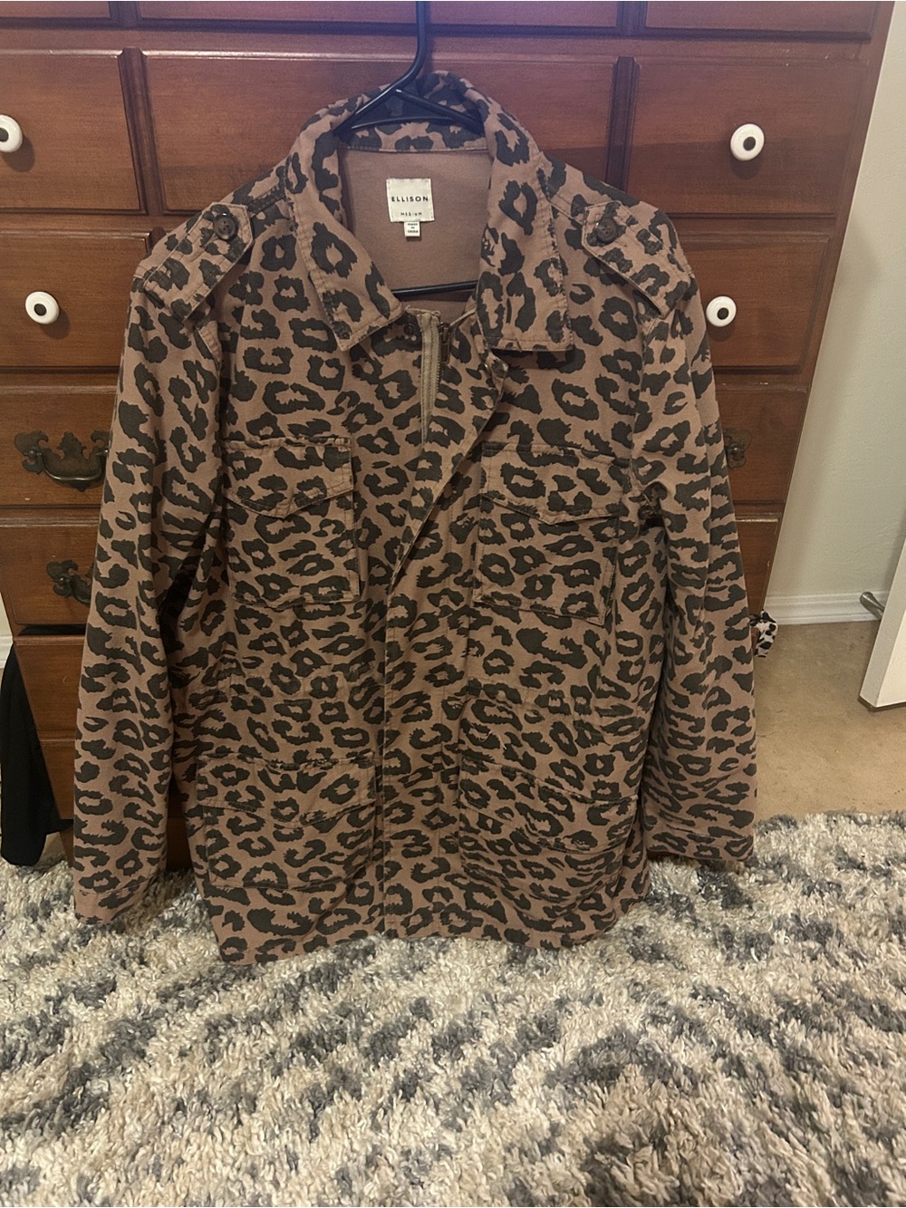 Ellison Brown & Black Leopard-Print Utility Jacket